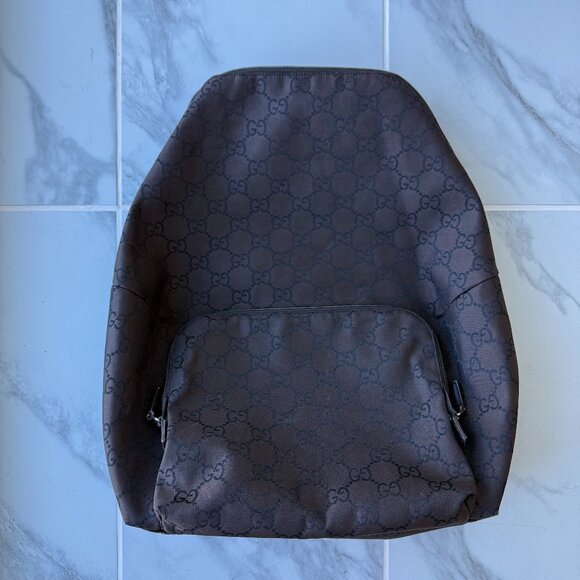 Gucci GG Monogram Brown Nylon Backpack - Picture 1 of 13